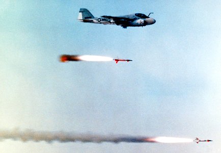 AGM-123 Skipper II with chasing A-6 Intruder