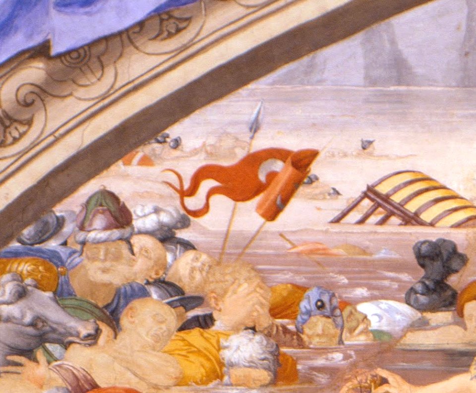 Agnolo Bronzino - The Crossing of the Red Sea - Detail of Strozzi Coat of Arms