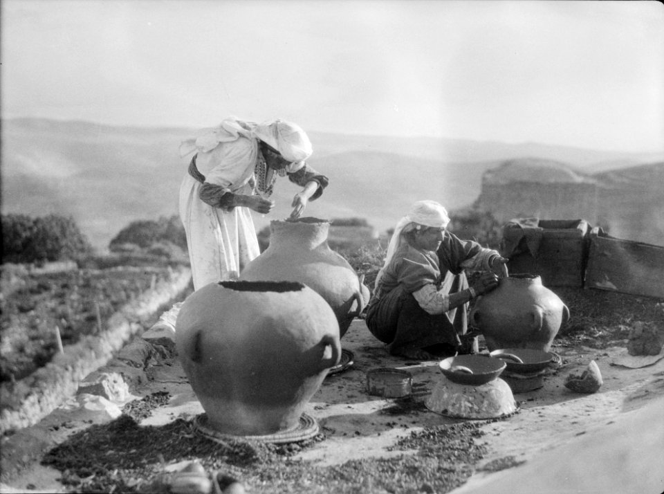 Agriculture, etc. Peasant women making 'Zirs.' Large earthenwear jars LOC matpc.15632