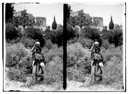 Agriculture, etc. Peasant girl of Betunia. Carrying a water jar on her head LOC matpc.02967