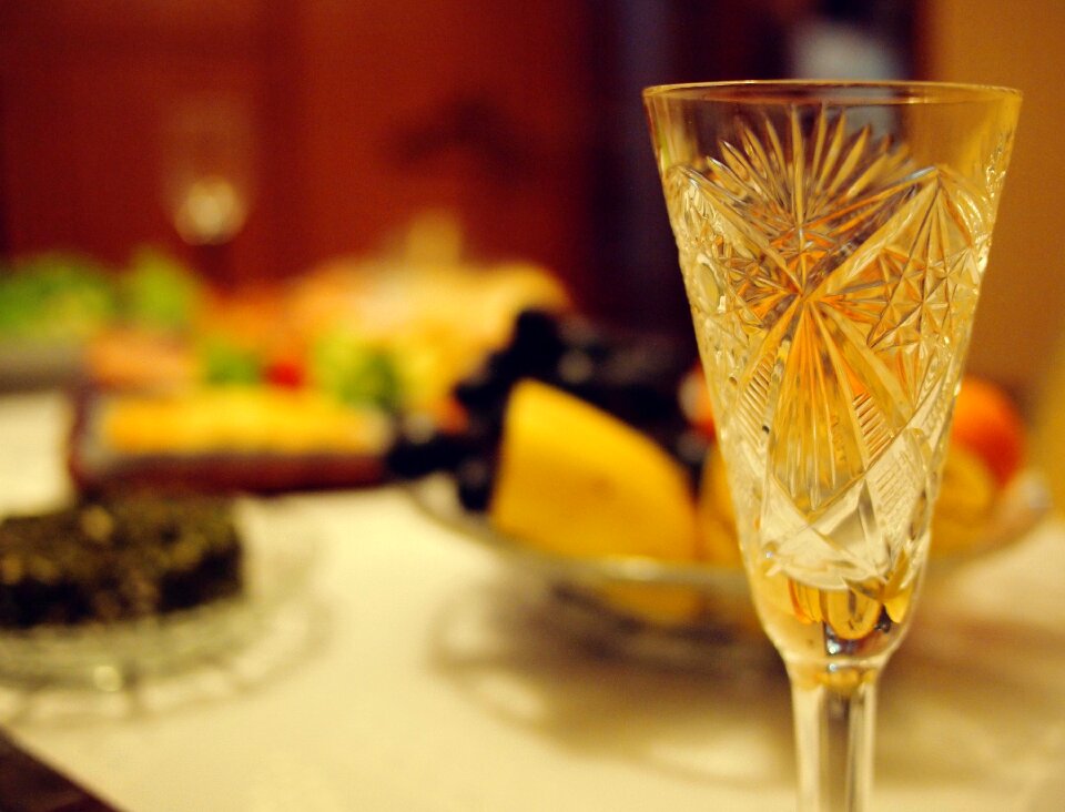 Dinner food glass