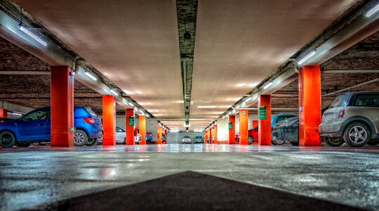 Garage parking level artificial light photo