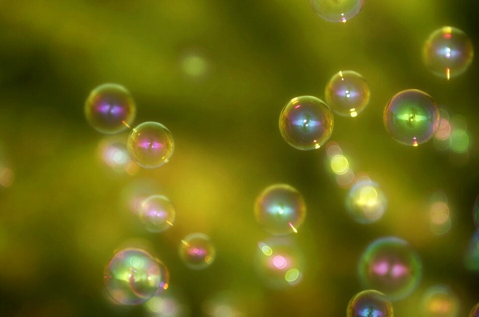 Float colorful make soap bubbles photo