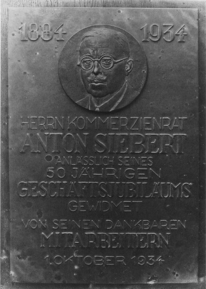 AHW Kommerzienrat Anton Siebert Reliefplatte Leipzig um 1934