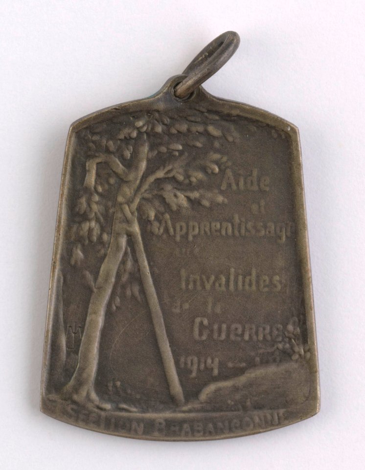 Aide et Apprentissage des Invalides de la Guerre 1914-1918 Section Brabançonne, medal by Jacques Marin (1877-1950), Belgium, 1916, Coins and Medals Department of the Royal Library of Belgium, 2Lef 104-42 (verso)