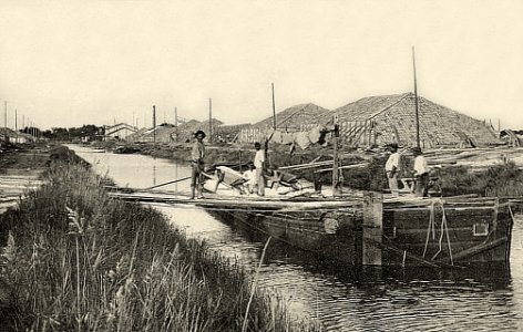 Aigues-Morrtes chargement des péniches en sel