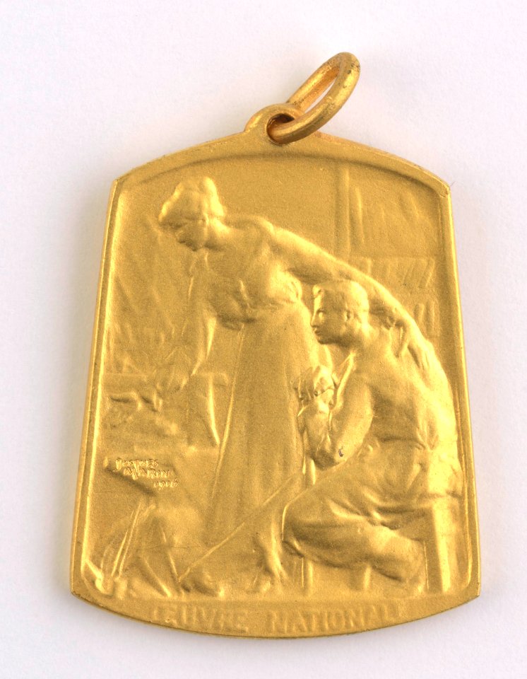 Aide et Apprentissage des Invalides de la Guerre 1914-1918 Section Brabançonne, medal by Jacques Marin (1877-1950), Belgium, 1916, Coins and Medals Department of the Royal Library of Belgium, 2Lef 104-41 (recto)