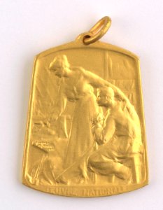 Aide et Apprentissage des Invalides de la Guerre 1914-1918 Section Brabançonne, medal by Jacques Marin (1877-1950), Belgium, 1916, Coins and Medals Department of the Royal Library of Belgium, 2Lef 104-41 (recto)