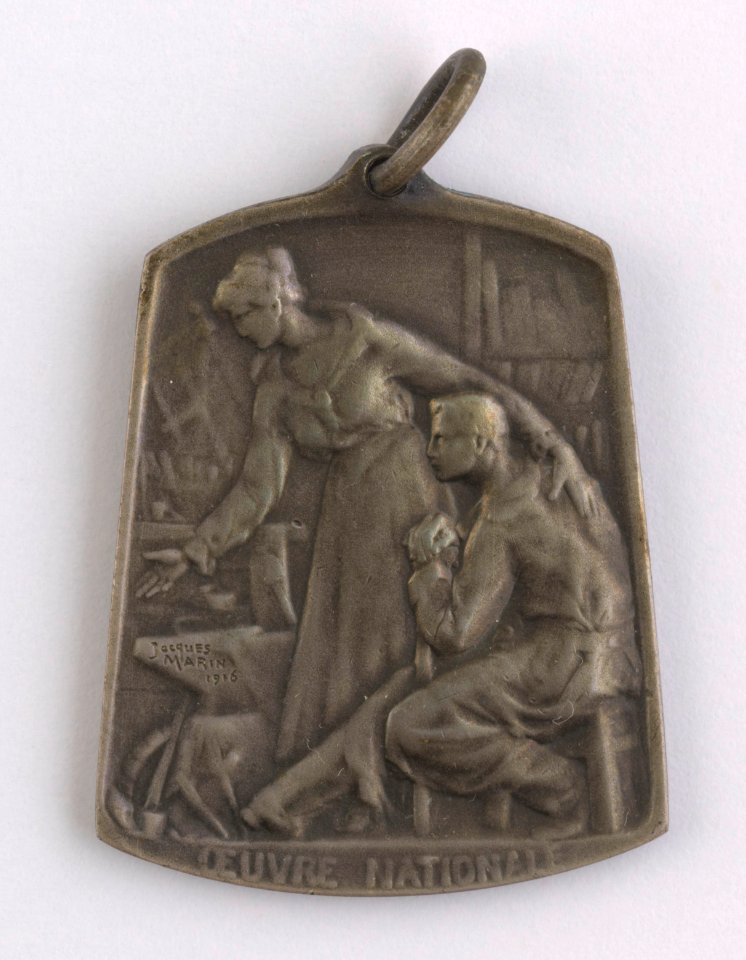 Aide et Apprentissage des Invalides de la Guerre 1914-1918 Section Brabançonne, medal by Jacques Marin (1877-1950), Belgium, 1916, Coins and Medals Department of the Royal Library of Belgium, 2Lef 104-42 (recto)