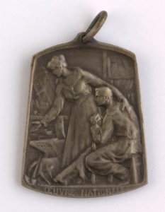 Aide et Apprentissage des Invalides de la Guerre 1914-1918 Section Brabançonne, medal by Jacques Marin (1877-1950), Belgium, 1916, Coins and Medals Department of the Royal Library of Belgium, 2Lef 104-42 (recto)