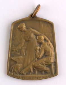 Aide et Apprentissage des Invalides de la Guerre 1914-1918 Section Brabançonne, medal by Jacques Marin (1877-1950), Belgium, 1916, Coins and Medals Department of the Royal Library of Belgium, 2Lef 104-43 (recto)