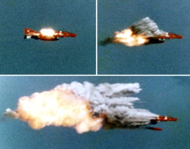 AIM-9 hitting QF-4B at Point Mugu 1974