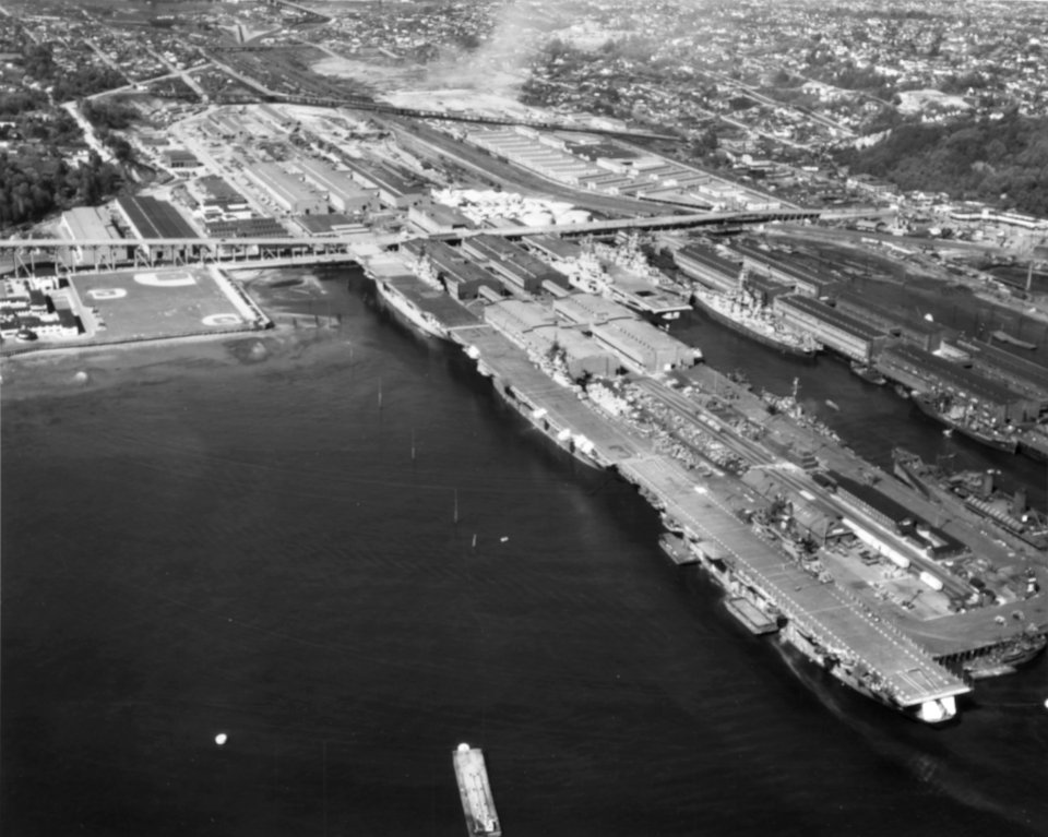 Aircraft carriers at Seattle in January 1947