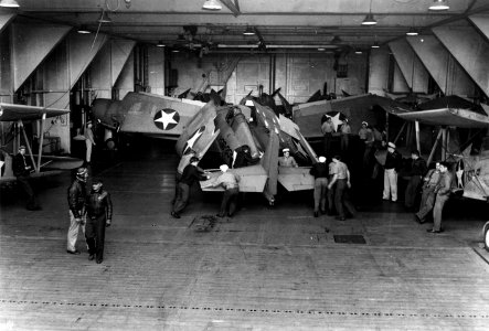 Aircraft in hangar of USS Long Island (AVG-1), 17 June 1942 (80-G-14524)