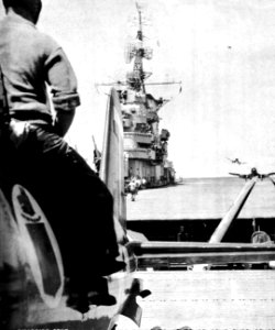 Aircraft landing on USS Tarawa (CV-40) in 1947