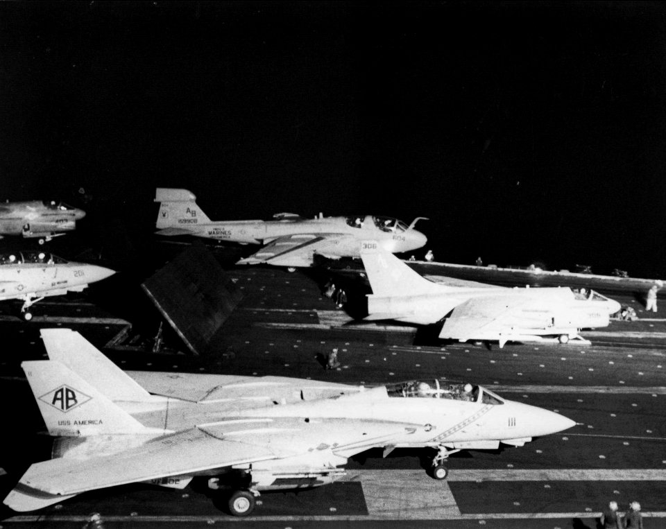 Aircraft on USS America (CV-66) during attacks on Libya 1986