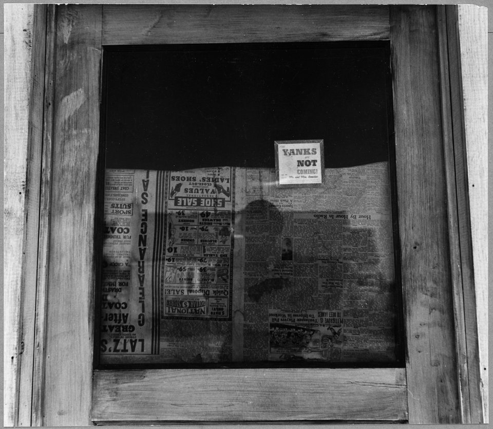 Airport tract, near Modesto, Stanislaus County, California. Close-up of door of Prophecy Tabernacle. . . . - NARA - 521624