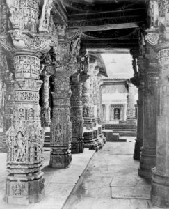 Aisle in a Jain temple, mount Abu, Rajasthan, retouched
