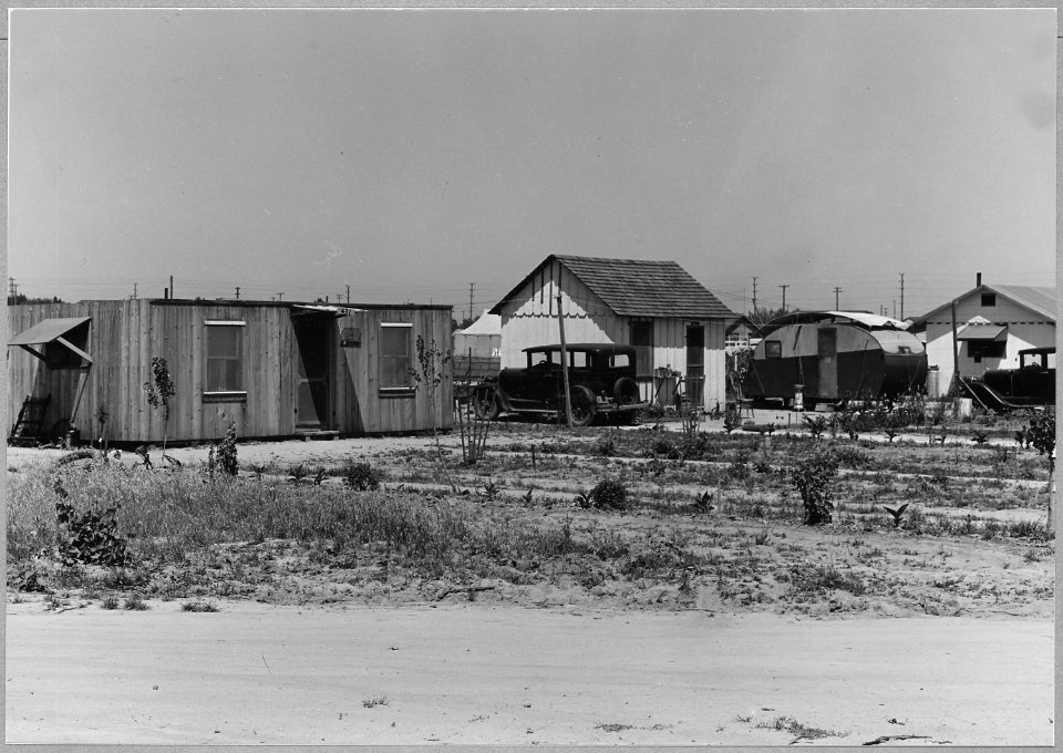 Airport tract, near Modesto, Stanislaus County, California. Shows self-built home on Conejo Street i . . . - NARA - 521626