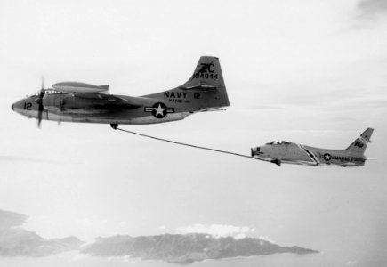AJ-2 refuels VMA-223 FJ-4B Fury