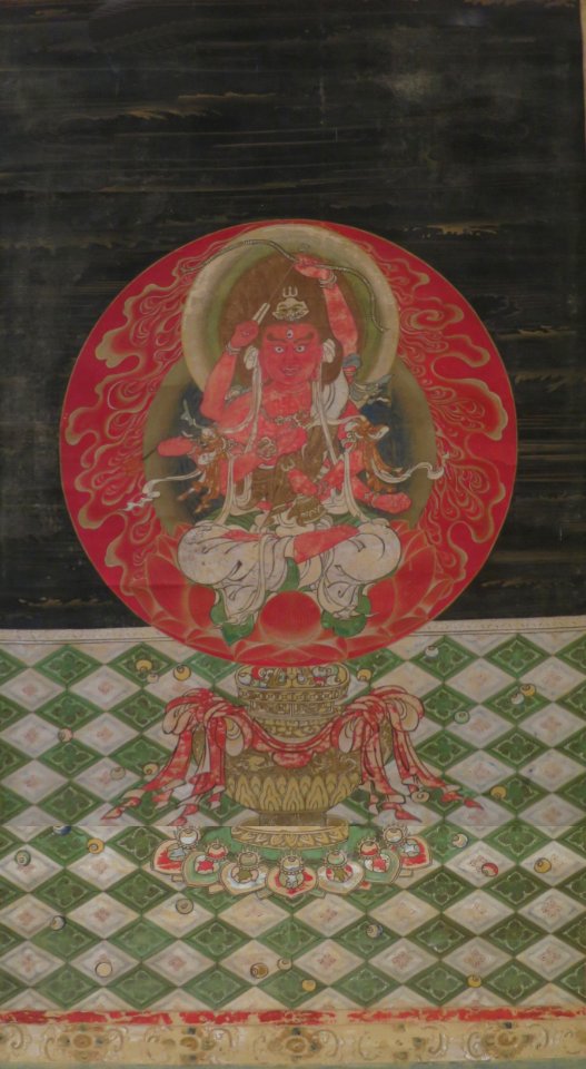 Aizen Myô-ô, Muromachi period, c. 1400, ink, colors and gold on silk, HMA 6059.1