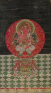 Aizen Myô-ô, Muromachi period, c. 1400, ink, colors and gold on silk, HMA 6059.1