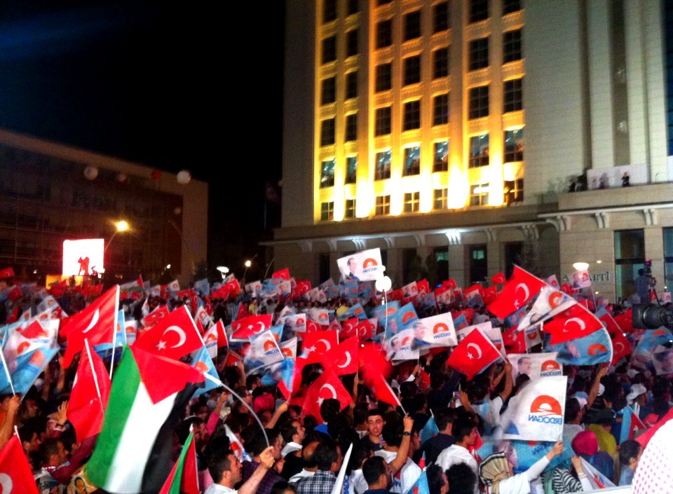 AK Party fans celebrating victory of Recep Tayyip Erdoğan