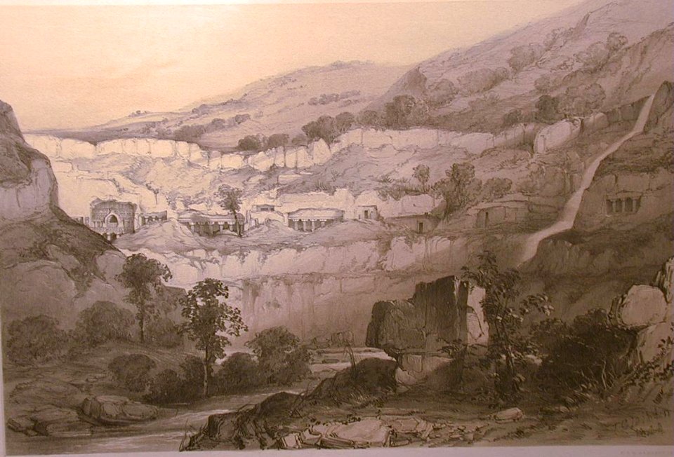 Ajunta--Central View of Caves comprising caves Nos. 21 & 26