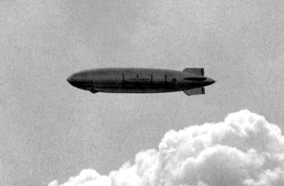 Akron-class airship over Puget Sound