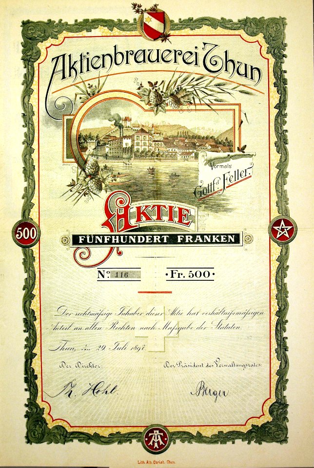 Aktienbrauerei Thun 1897
