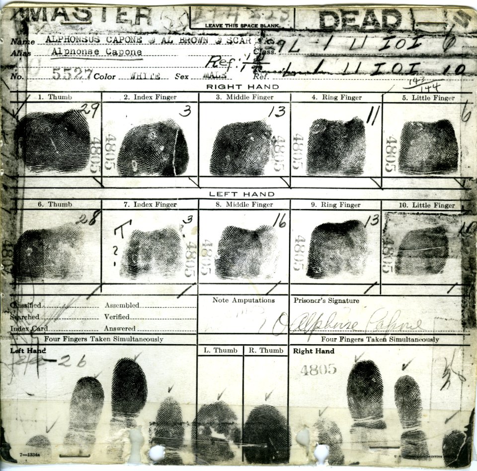 Al Capone's fingerprint card