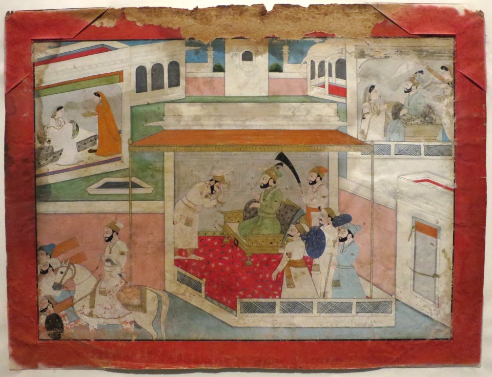 Alauddin Khilji Conquering Ranthamore Fort, Kangra school, watercolor, Tokyo National Museum