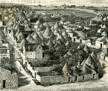 Alberobello veduta del paese xilografia di Barberis 1898