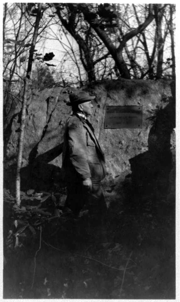 Albert Kenrick Fisher at the monument to Edgar Alexander Mearns, Plummer Island (Cabin John), Maryland, November 1920 LCCN2005676622