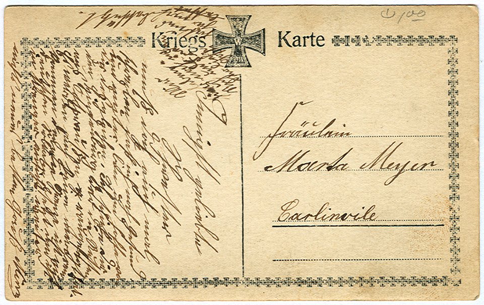 Albert Meyer Gustav Liersch Berlin Kr. 98 Paul von Hindenburg Hannover PC Kriegskarte 1914 Back Side