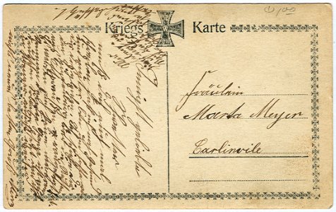Albert Meyer Gustav Liersch Berlin Kr. 98 Paul von Hindenburg Hannover PC Kriegskarte 1914 Back Side