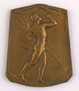 Albert Roi des Belges - Victoire 1914-1918, plaquette by Jacques Marin (1877-1950), Belgium, 1919, Coins and Medals Department of the Royal Library of Belgium, 2Lef99-13 (verso)