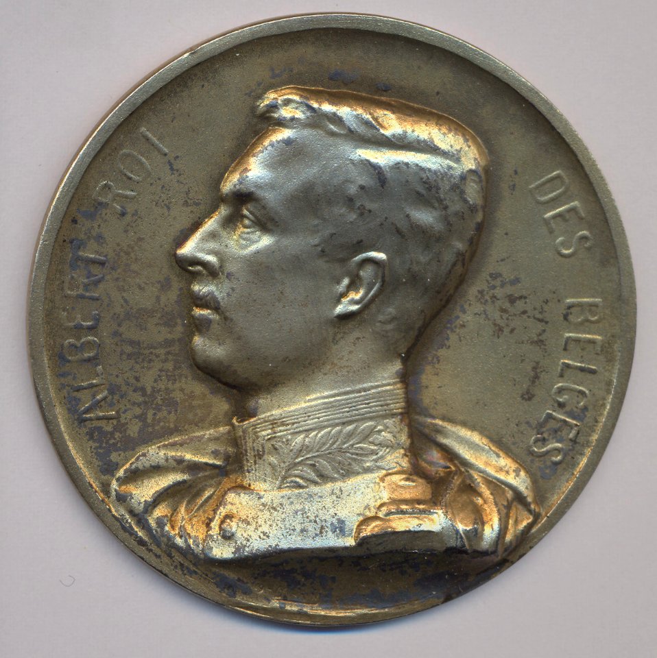 Albert Roi des Belges - Fédération de Philatelistes Belges 1910, medal by Jacques Marin (1877-1950), Belgium, 1910, Coins and Medals Department of the Royal Library of Belgium, 2M204 - 26 (recto)