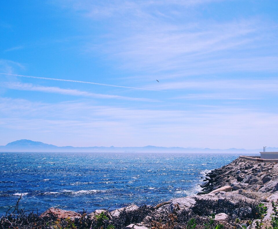 Waves rocks shore