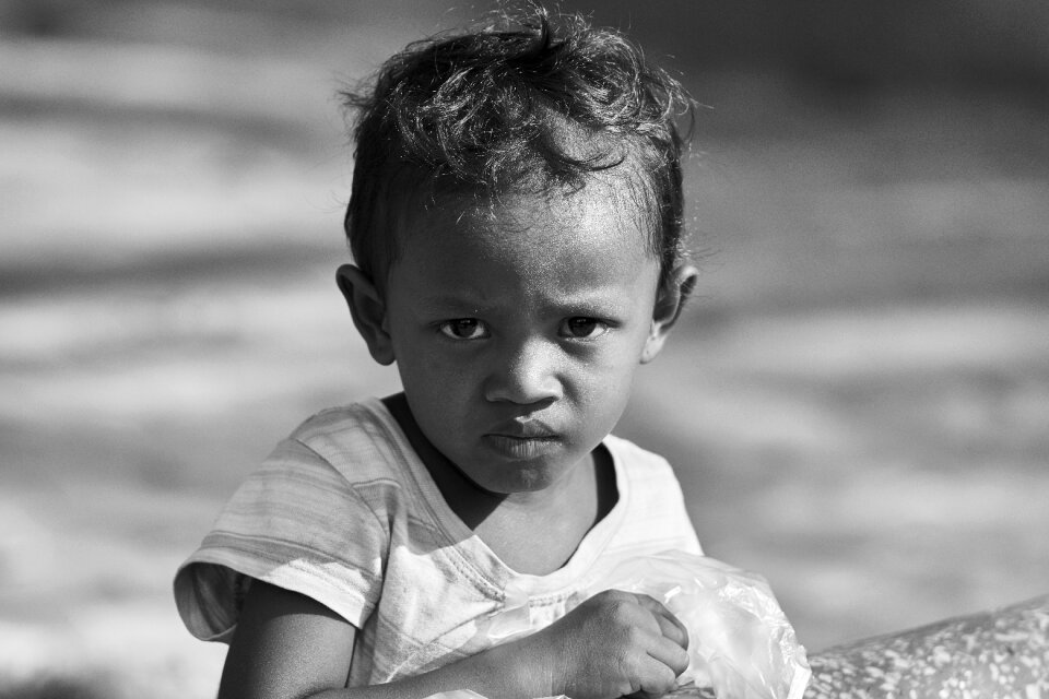 Child girl black and white