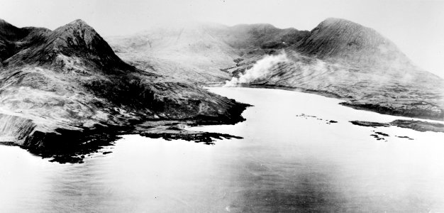 Attu Chichagof Harbor with smoke 1943