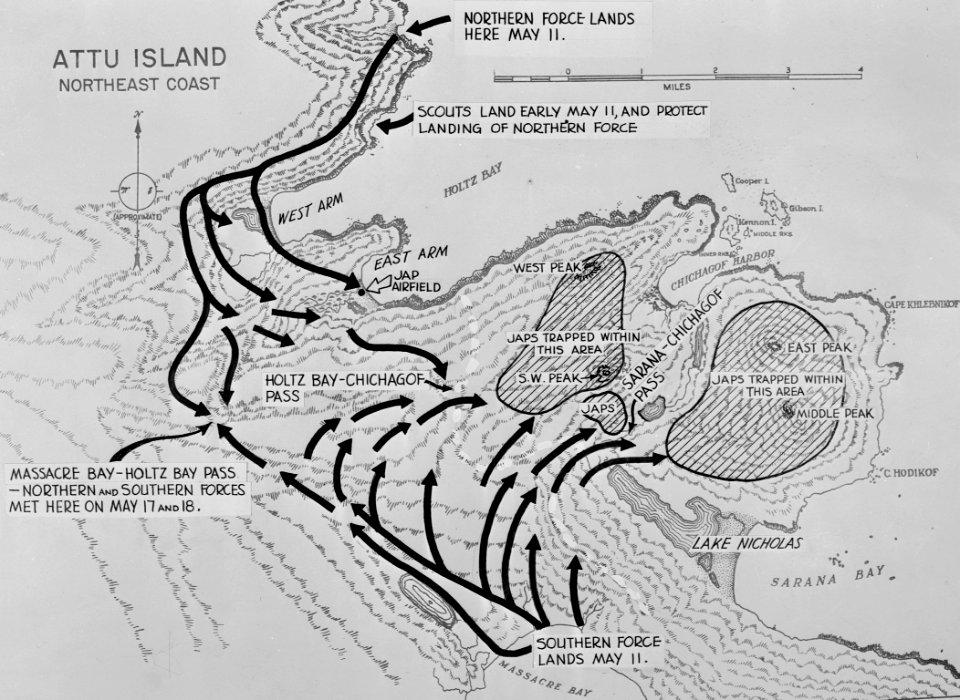 Attu battle map May 1943