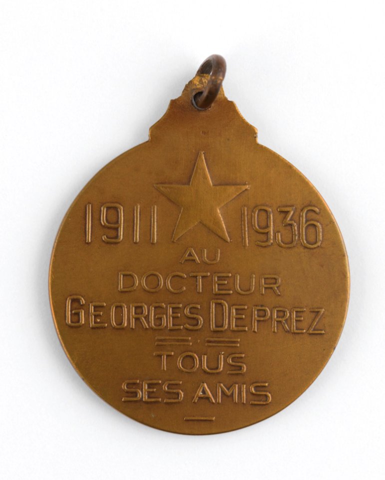 Au Docteur Georges Deprez, medal by Pierre Theunis, Belgium, (1936), Coins and Medals Department of the Royal Library of Belgium, 2N141 - 2 (verso)