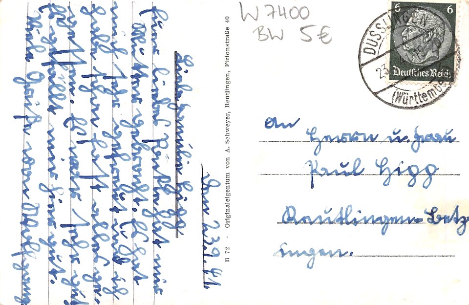 Augenklinik Tübingen (AK 72 A Schweyer, RT 1941) R