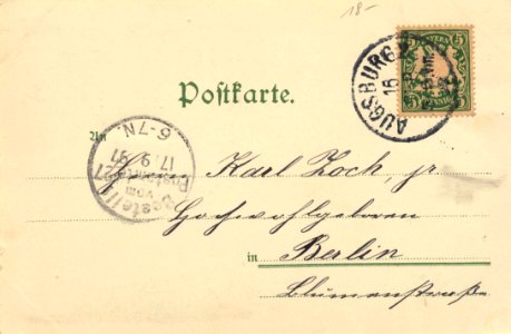 Augsburg, Bayern - Carolinenstraße und Perlachturm (back) (Zeno Ansichtskarten)
