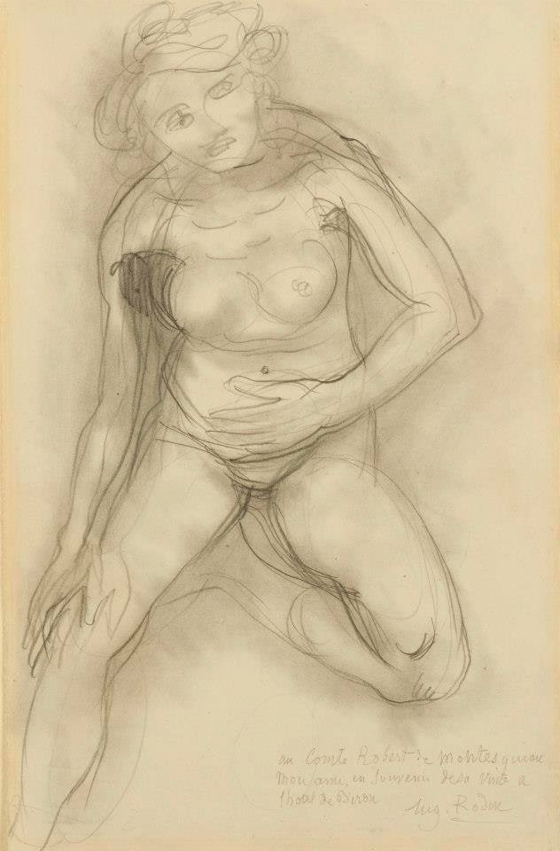 Auguste Rodin - Mujer desnuda sentada de frente, con una pierna recogida