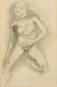 Auguste Rodin - Mujer desnuda sentada de frente, con una pierna recogida