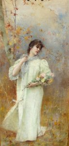 Auguste Émile Pinchart - Lady with Flowers