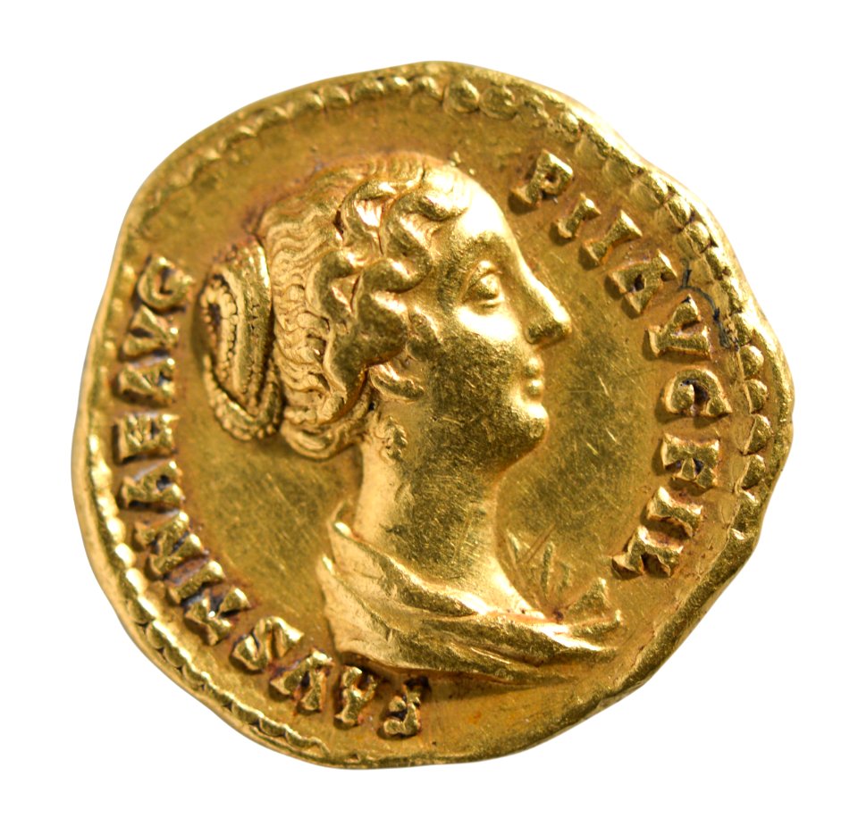 Aureus van Faustina II onder Antoninus Pius in goud, 147 tot 150 NC, vindplaats- Onbekend, collectie Gallo-Romeins Museum Tongeren, ST 1046, 006