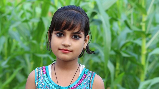 Outdoors indian child cute girl photo